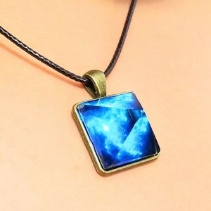 Starry Night Noctilucent Clouds Pyramid Necklace